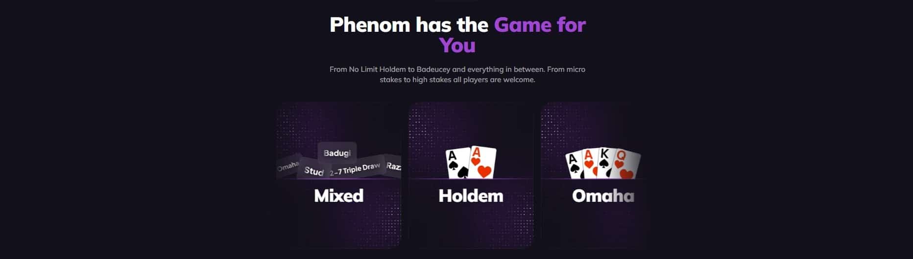 phenom poker games