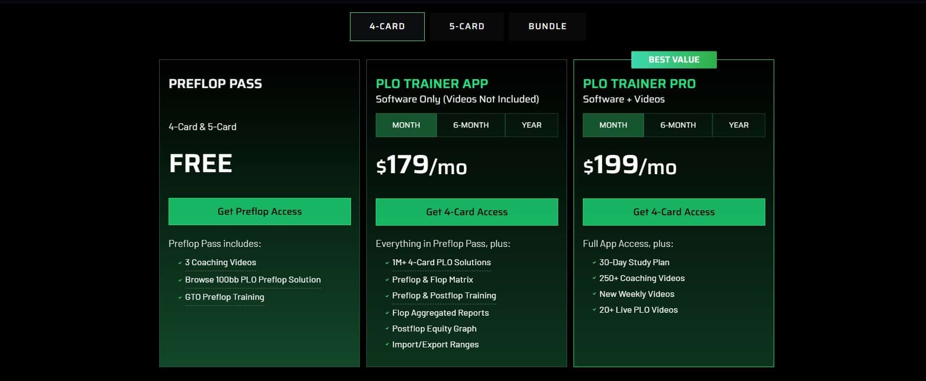 PLO Mastermind Pricing 4-card